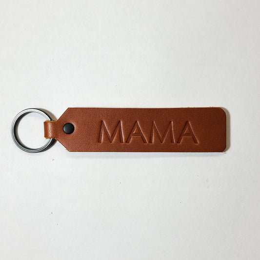 "MAMA" Script Leather Keychain