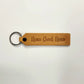 "Home Sweet Home" Script Leather Keychain