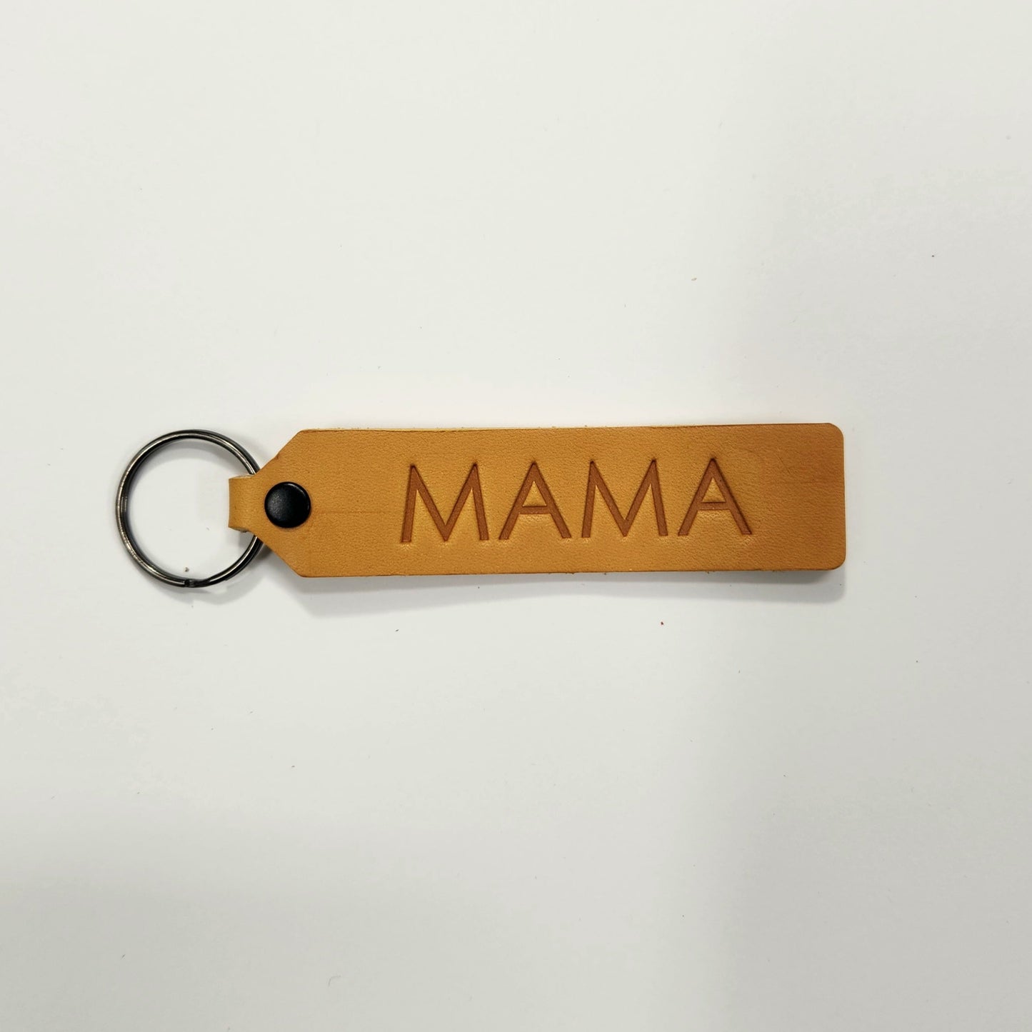 "MAMA" Script Leather Keychain