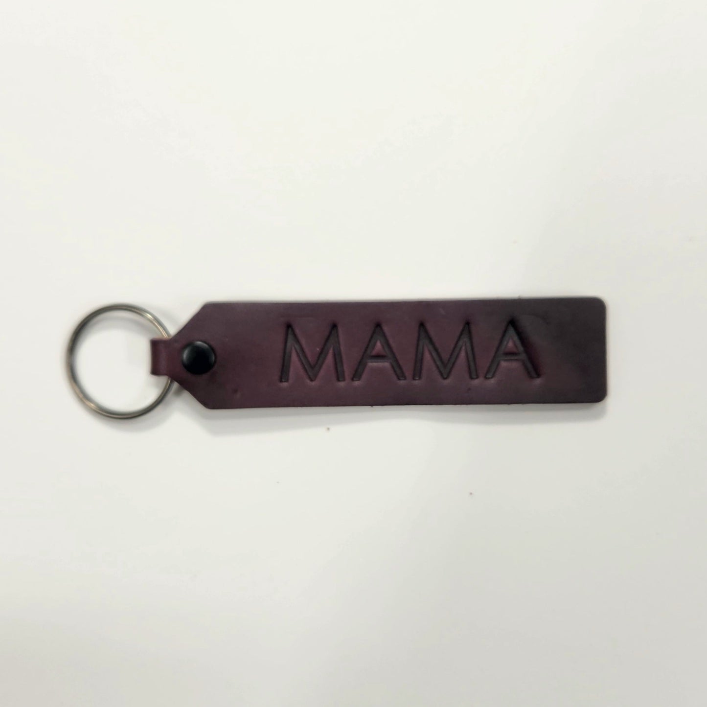 "MAMA" Script Leather Keychain