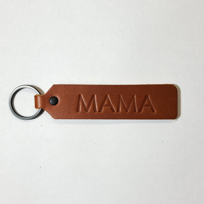 "MAMA" Script Leather Keychain